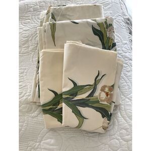 VTG JP Stevens Utica FULL Sheet Set W/2 Cases Cottage Green Floral Lily Valley